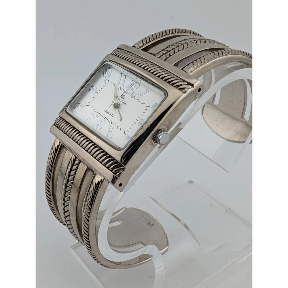 Premier Designs‎ Watch Women 31mm Case Silver Bangle Hinge Band- New Battery